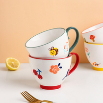 Kajima House mug cute girl large capacity ceramic water Cup home coffee oatmeal milk Cup Breakfast Cup