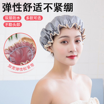 Thickened shower cap waterproof shower cap shower double cap cap kitchen smoke-proof hat Lady Bath hair set