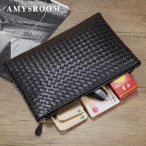 Handbags Man Genuine Leather Envelope Bag Handwoven Hand Grip Bag Mens Bag Tire Calf Leather Casual Leather Handbag Carry-on Wallet Bag
