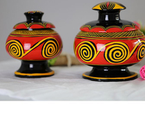 Liangshan Yi Lacquer Lacquerware First Accessories Box Small Hard Wood Solid Wood Hand-painted Minority Wind Handicrafts Tourism Souvenirs
