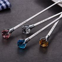 onlycook Creative Diamond Long Handle 304 Stainless Steel Ice Spoon Coffee Spoon Crystal Spoon Stirring Bar Mixing Spoon