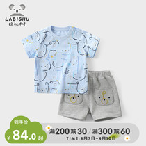 Rabbi Tree Boy Clothing Boy Summer Clothing 2022 New Boys Casual Suit Loose Children Cartoon T-Shirt Two Sets