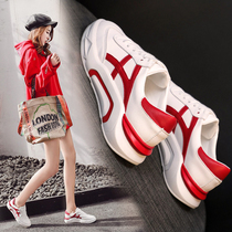 Tide brand inner height-increasing white shoes womens 2021 summer new Korean fashion all-match non-slip thick-soled casual leather board shoes