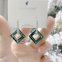 Geometric Crystal Earrings Woman Koreas new temperament 100 hitch inlaid drilling goddess Van Extravagant Blazing Net Red and Exploding Ear