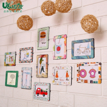 Creative diy photo frame hanging wall childrens room photo wall combination living room decoration magnetic photo frame wall stickers simple fashion