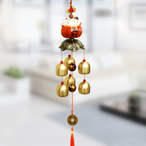 Japanese ceramic lucky cat shop opening Wind bell 6 bell 9 copper bell clang hanging door decoration pendant Anti-theft bell prompt bell
