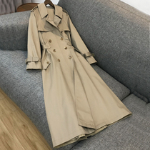 Thirty Gu Jia same style Korean khaki slim waist long knee female windbreaker 2021 coat