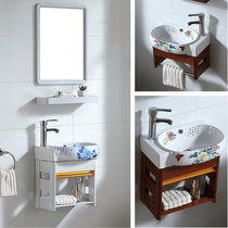  Space aluminum bathroom sink washbasin Small apartment bathroom cabinet combination surface pool wall-mounted washbasin Balcony