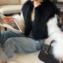 2021 New raccoon wool woven fur coat womens short small casual color color baseball jacket
