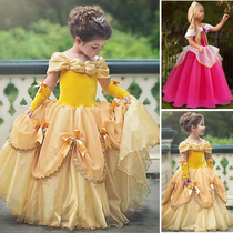 Belle Dress Girls High-end Elo Princess Dress Tone Dress Halloween Beauty and Beast Sleeping Beauty Dress
