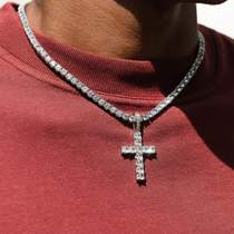 ICE BLING Diamond Full Diamond Solid Cross Necklace Men and Women Hip Hop Fashion Zircon Pendant Jewelry