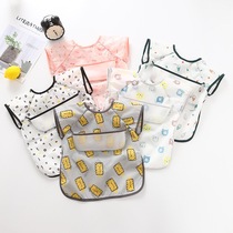 Childrens waterproof bib sleeveless baby eating cover summer thin baby bib anti-dress painting clothes