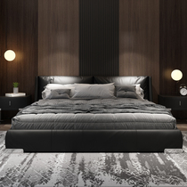 Modern light luxury leather bed master bedroom Nordic simple tatami double wedding bed Italian Net red bed big bed 2 meters 2 2 meters