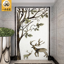 A famous craftsman Deer background wall mosaic decorative painting porch crossing mosaic cut painting puzzle wall sticker glass self-adhesive