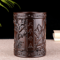Solid wood carving pen holder ornaments ebony wood crafts desk lettering teachers day send teacher souvenirs