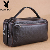 Floral Playboy mens handbag Male genuine leather handbag Baotou layer Bull Leather Men Handbag mens handbag big guy bag bag
