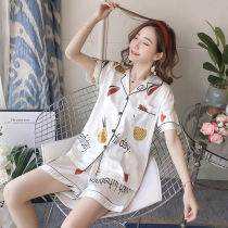 Korean Tide Pajamas ladies summer New Ice Silk sexy sweet thin short sleeve two-piece cute silk