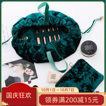 Japanese drawstring cosmetic bag women velvet cosmetic bag large capacity soft cloth cosmetics storage bag portable simple