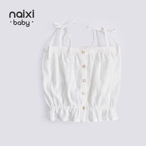 NAIXIBABY｜Love in detail Summer baby Sling Childrens Western style pure cotton thin lace vest top
