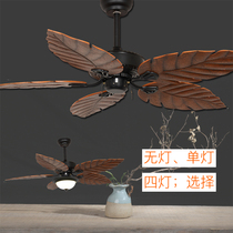 American Country Ceiling fan light Southeast Asia retro fan light black creative home restaurant bedroom light simple decoration