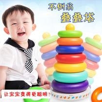 Stacking music childrens educational toy Rainbow tower ferrule 0-1-2 years old baby baby early education music tumbler