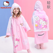 Hello Kitty Girl 2021 Raincoat Primary School Kindergarten Full Body with Schoolbag Child Baby Children Poncho