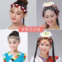 Tibetan headdress female Tibetan 2021 New Tibetan dance performance headdress stage exaggerated ethnic minorities