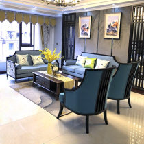New Chinese full solid wood sofa Modern minimalist light extravagant living room Size family style furniture high-end hotel cloth art sofa