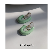 ND BURST FRESH without earlyhole into spring and summer mint green drop glazed oval C advanced light lavish silicone ear clip woman