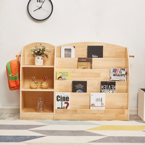 Childrens bookshelves Painted Frame Ground Economy Type Solid Wood Bookcase Kindergarten Baby Book Newspaper Rack Toy Containing Cabinet