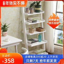 Nordic household solid wood bookshelf shelf landing simple wall bookshelf living room trapezoidal creative five-layer shelf