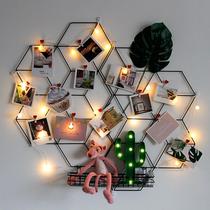 ins Wind iron art grid frame Photo Wall photo frame combination hanging wall Net red bedroom room wall decoration free of punching