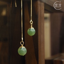 Natural and Tian Yuzhu Ear Line China Wind Ear Pendant 14K Baumata Elegant Temperament long Ear Accessories Anti-Allergy Earrings