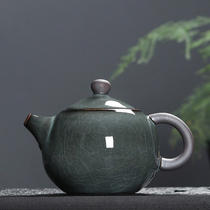 Celadon bubble teapot ceramic single pot Longquan handmade Geyao iron tire ice crack kung fu tea set filter Xi Shi pot household