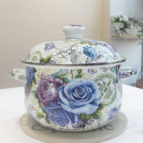 Enamel Thick Fu Pot Large Soup Pot 5L Enamel Stew Pot Ear Enamel 22cm 24cm Pan Boiling Noodle