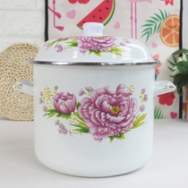 () small rose 24cm26CM padded enamel pot 6L9L enamel soup stew pot rice bucket