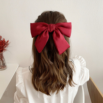 2020 new black big bow hairpin female 2021 hairpin headdress net red hair rope red head rope hair accessories
