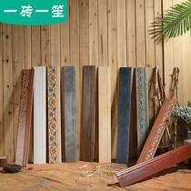 Living room bedroom imitation wood grain walking sideline staircase antique tile sideline 100X800 white skirting