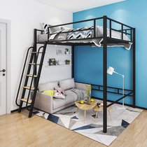 Wrought iron elevated bed space-saving apartment multi-function dormitory single-story student double small apartment pavilion bed customization