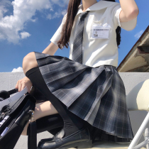 (A letter)Dry cliff painting hand original JK grid skirt Japanese girls high school college school supply sense spot pleated skirt
