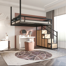 Small apartment type Loft bed Elevated bed Under empty duplex on the second floor Small attic bed Space-saving bed Loft-style bed sheet on the upper floor