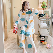 Pure cotton spring and summer thin monthly clothing maternity pajamas Summer postpartum maternity spring and autumn breastfeeding feeding pajamas suit