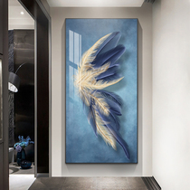 Home entrance decorative painting vertical corridor aisle end modern simple light luxury fresco feathers Nordic hanging painting
