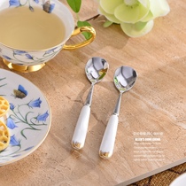 High grade stainless steel coffee mixing spoon afternoon tea spoon stainless steel ceramic spoon coffee spoon European tea set spoon