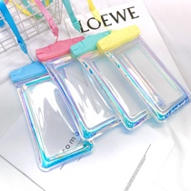 Color light inflatable mobile phone waterproof bag touch screen transparent sealed multi-color floating mobile phone universal swimming snorkeling waterproof cover