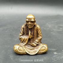  Antique Bronze collection Retro solid brass pure copper Dharma ornaments Buddha Statue Portable Copper Buddha Statue