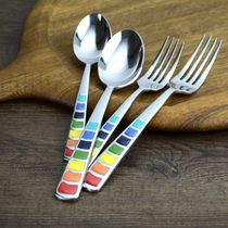 Rare colorful enamel 430 stainless steel dinner spoon Dinner fork set Baby spoon Adults eat and drink soup spoon