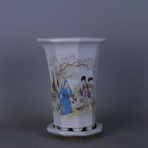 Factory goods pastel West Chamber figure small number with flower pot antique porcelain play Dong Jingdezhen ornaments old Collection