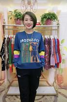 Spring new middle-aged mother fattening up fashion casual round neck long sleeve knitted rhinestone slim Joker slim Joker