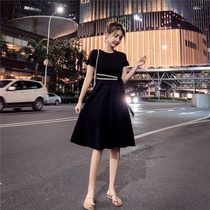  Sandro Moscoloni Xia Wei fat sister short-sleeved slim-fitting thin coffee break belly cover fried street French dress